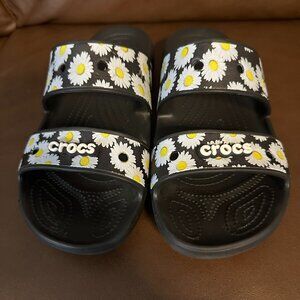 Crocs Unisex Black Daisy 2 Strap Classic Slide Sandal